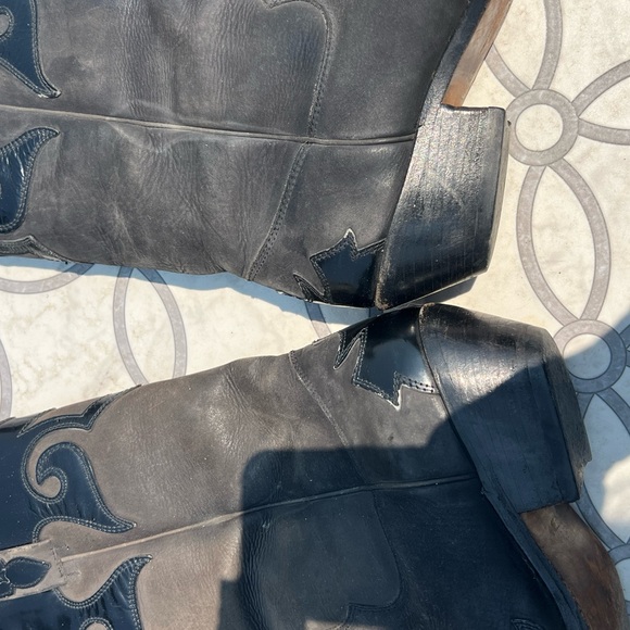 Men’s SZ 8.5 PARAGON Black Cowboy Boots Vintage - Picture 8 of 11